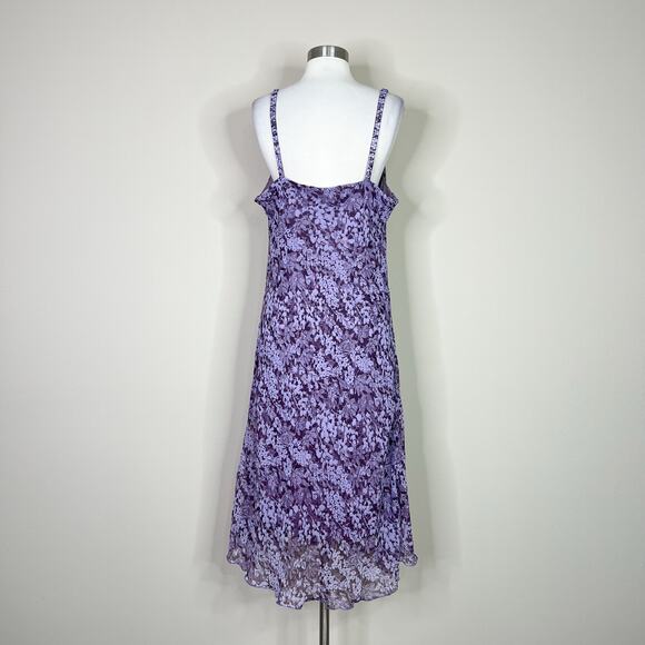 Vintage | 90s Believe Purple Lavender Floral Spaghetti Strap Y2K Midi Dress 16 - Picture 7 of 10